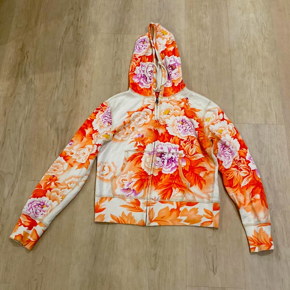 Lucky Brand Vintage Floral Full Zip Up Hoodie